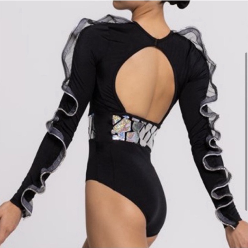 Weissman Magnets Black Long Sleeve Leotard Dance Costume sz SA